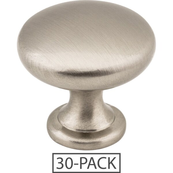 Elements 30-Pack of the 1-3/16" Diameter Satin Nickel Madison Cabinet Mushroom Knob 3910-SN-30 - main